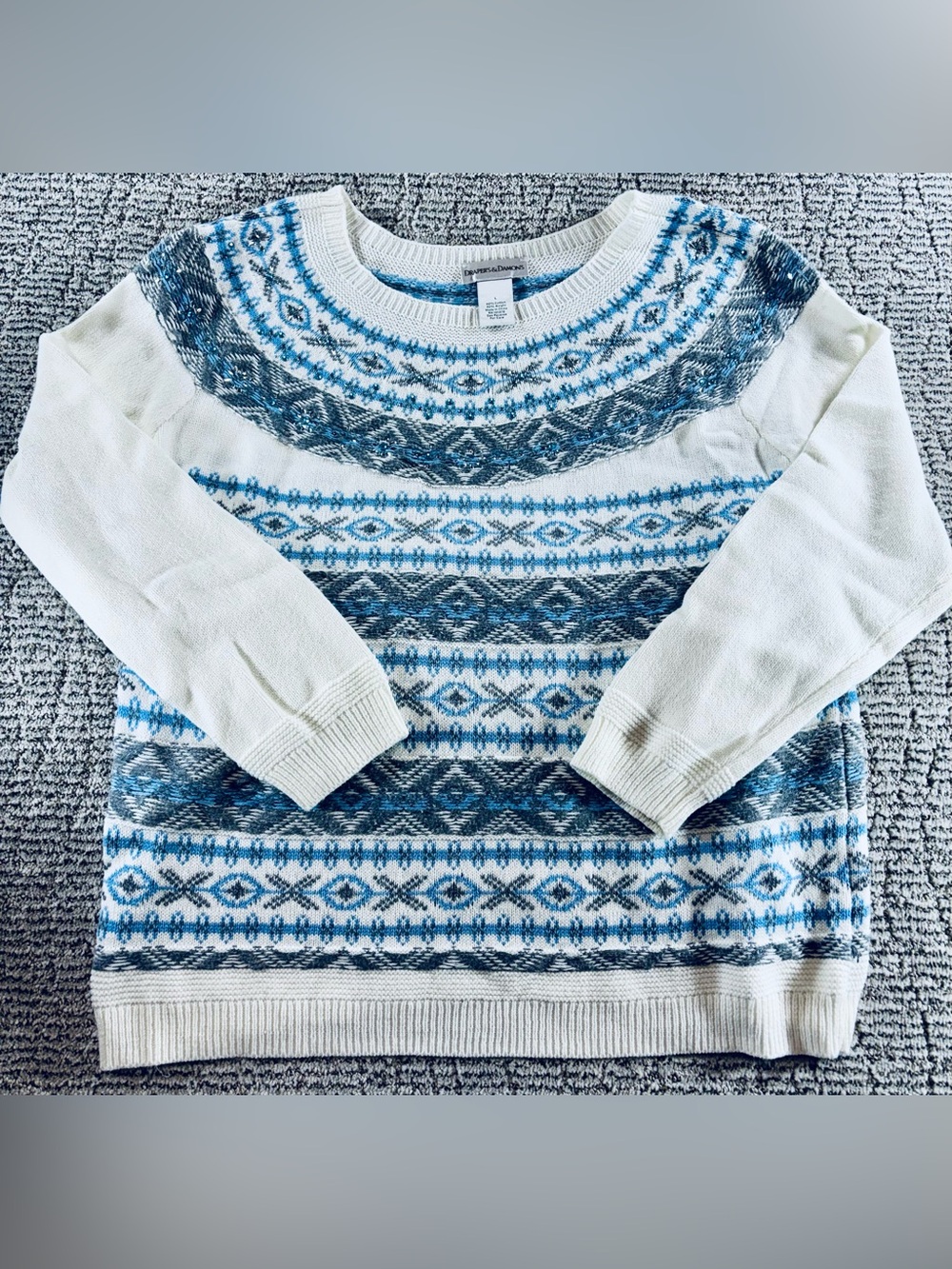 Vintage Draper's & Damon's Women’s Large Fair Isle Knit Crewneck Sweater